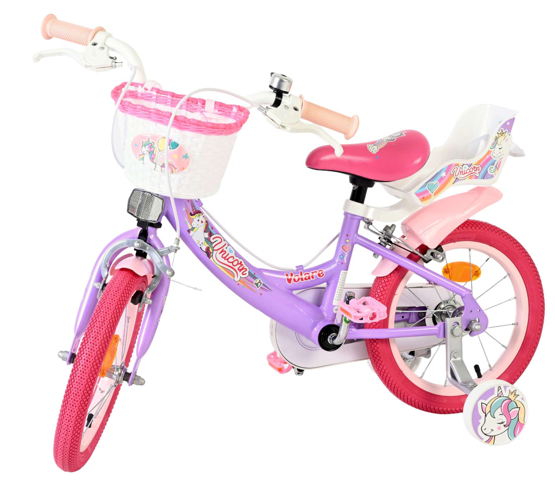 volare-unicorn-14-zoll-kinderfahrrad-lila-2-handbremsen image 7