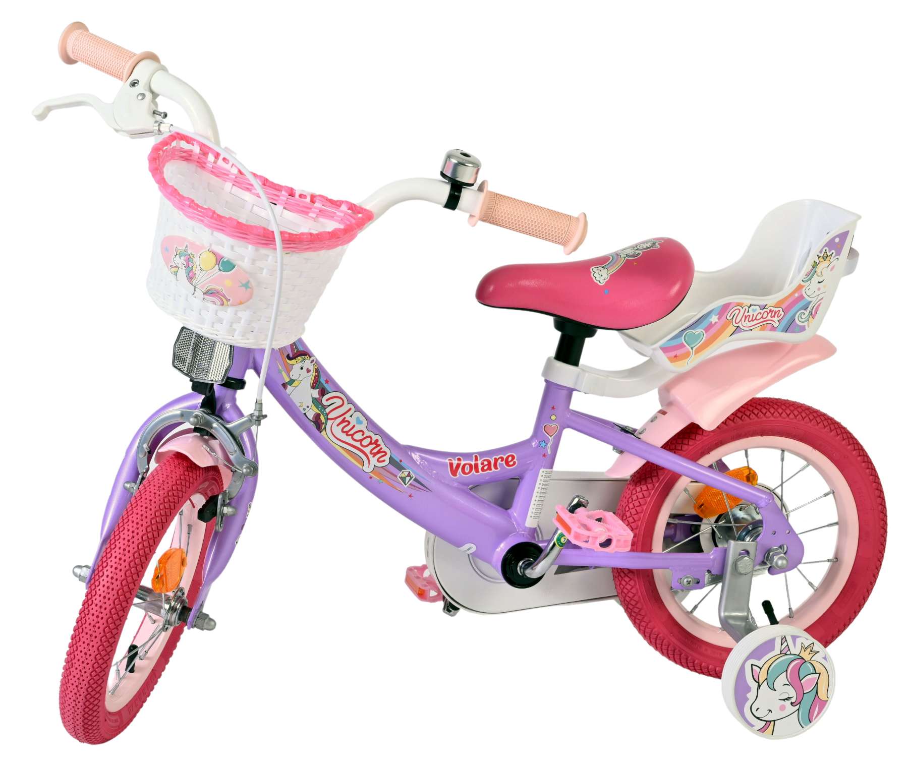 volare-unicorn-12-zoll-kinderfahrrad-lila-einhorn-mit-korb image 8