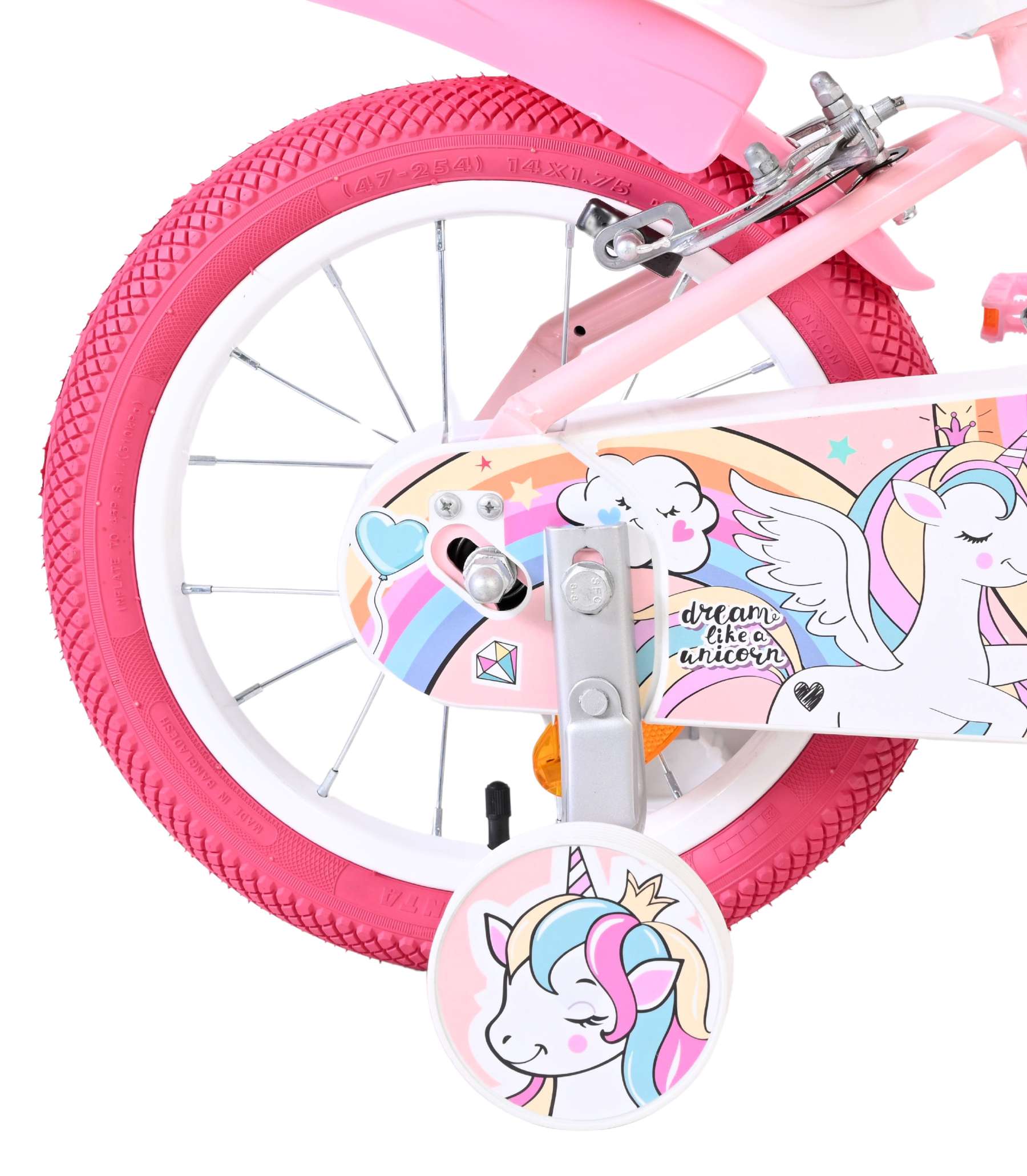 volare-unicorn-kinderfahrrad-14-zoll-rosa-mit-handbremsen image 2