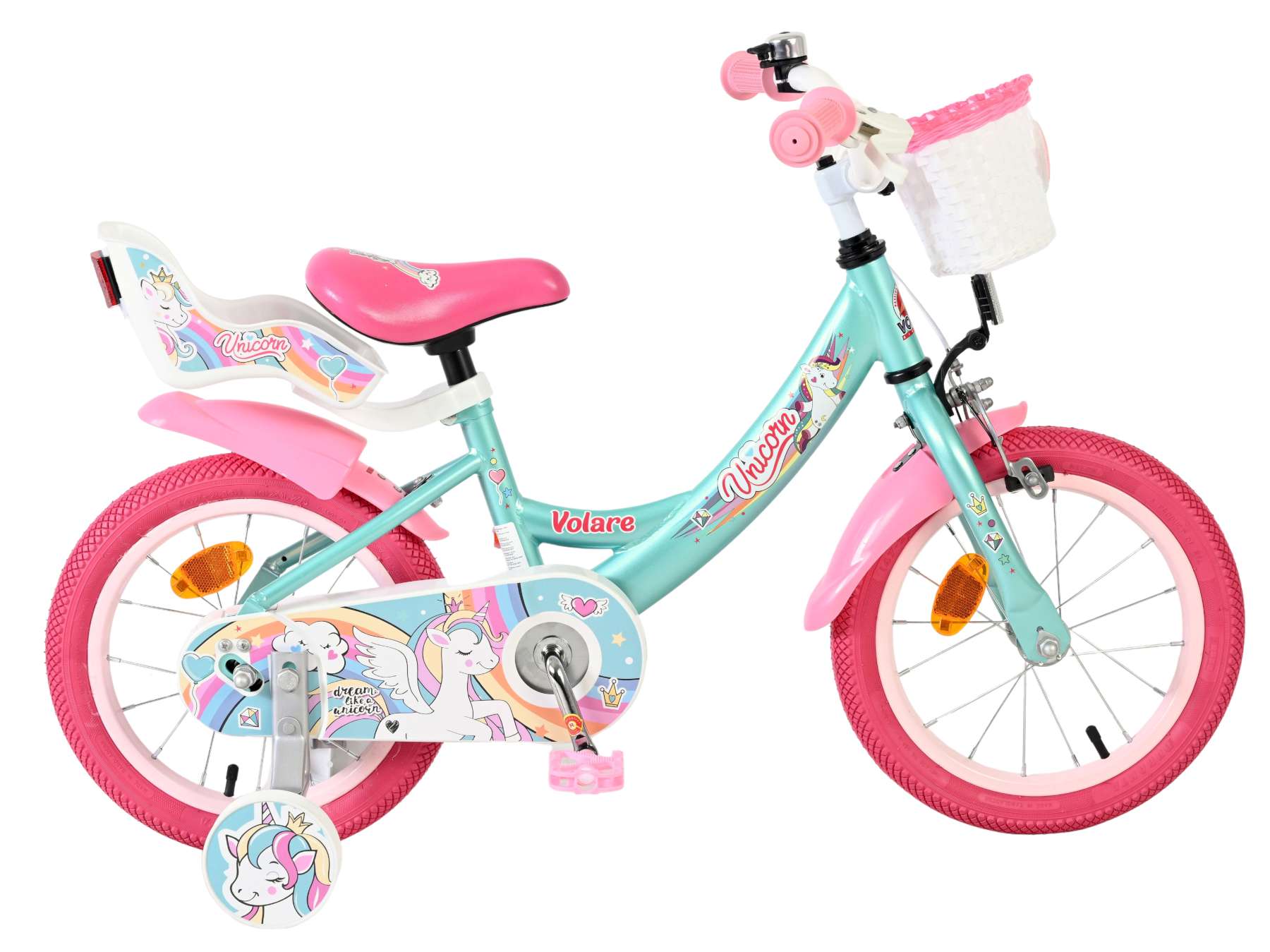 volare-unicorn-14-zoll-m-dchenfahrrad-gr-n-einhorn image 1