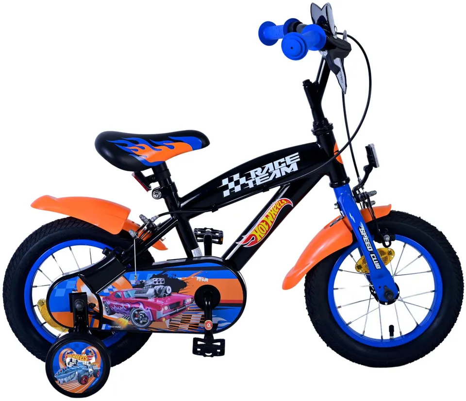 hot-wheels-kinderfahrrad-12-zoll-schwarz-orange-mit-handbremsen image 1