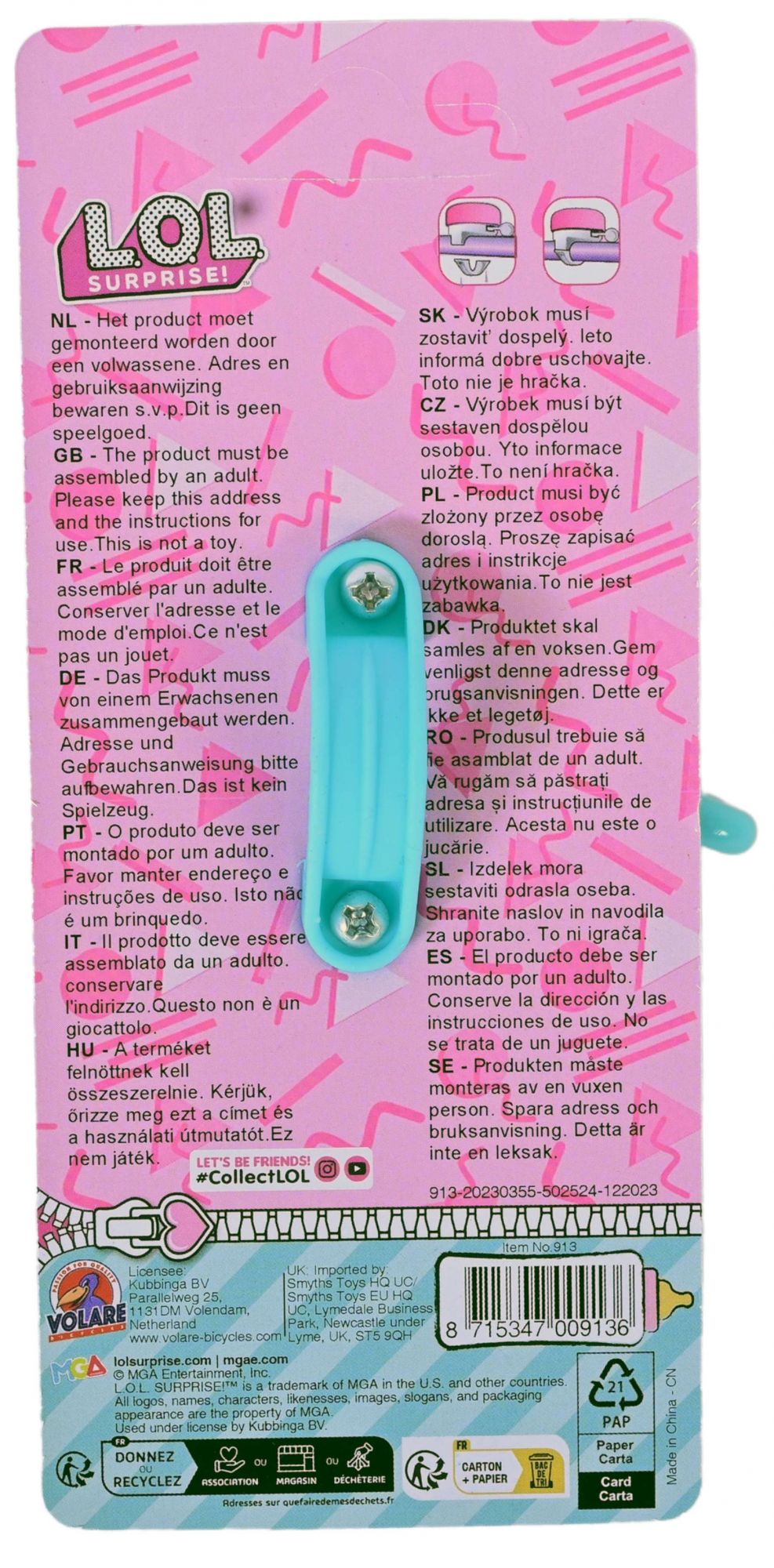 volare-dolls-fahrradklingel-rosa-metall-kinder image 3