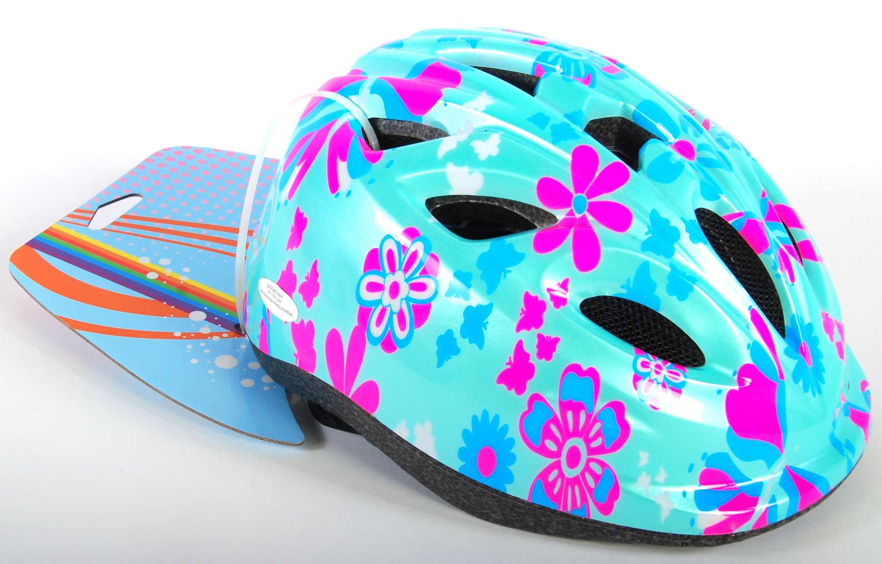 volare-fietshelmen-xs-fahrradhelm-blau-rosa-blumen-47-51-cm image 6