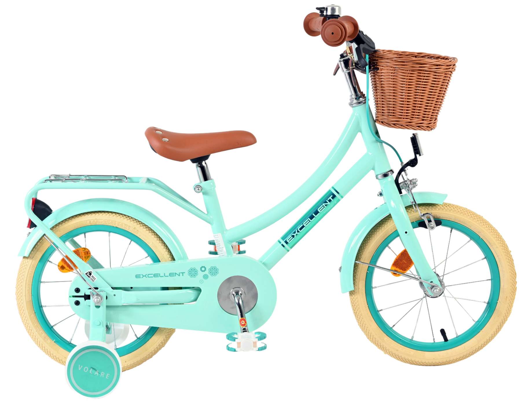 volare-excellent-14-zoll-m-dchenfahrrad-gr-n-mit-korb image 1