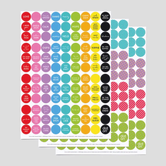 dot-on-happy-dots-klebepunkte-20-mm-3er-set-mit-spr-chen image 1