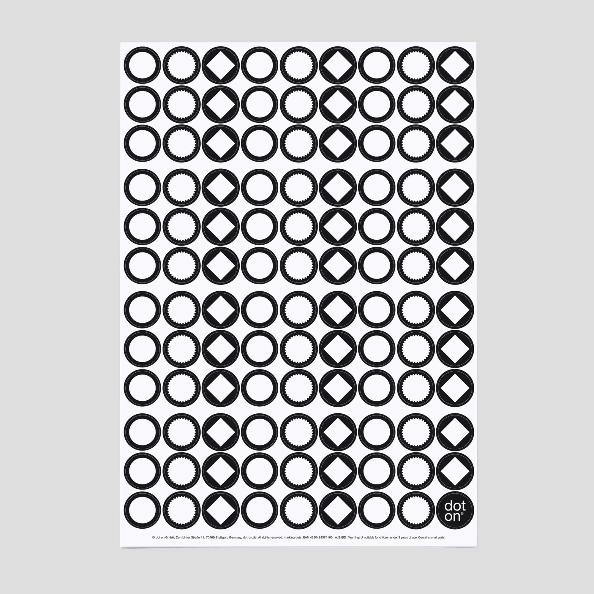 dot-on-marking-dots-klebepunkte-20-mm-schwarz-wei-bogen image 1