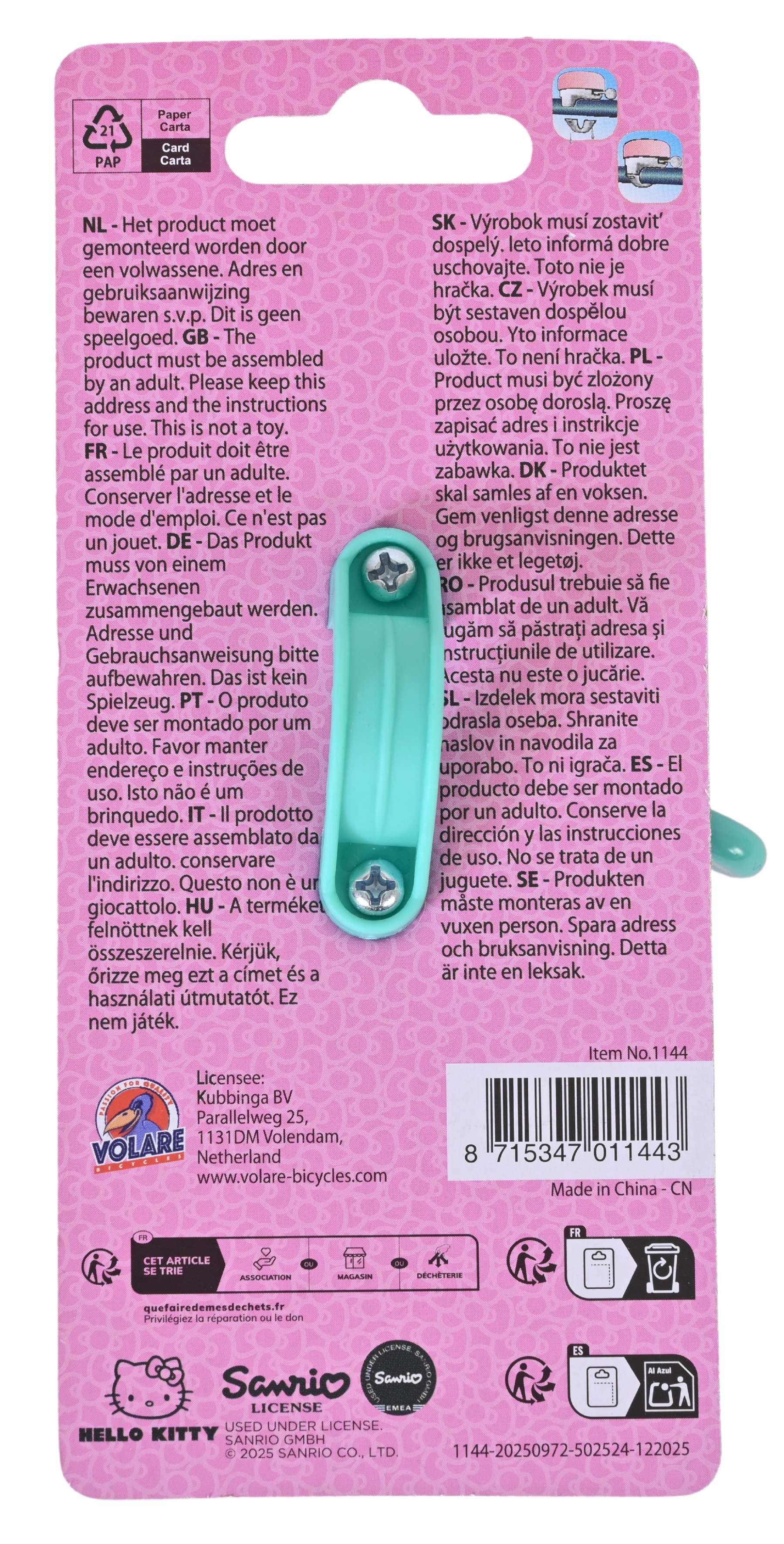 volare-hello-kitty-fahrradklingel-rosa-f-r-kinder image 3