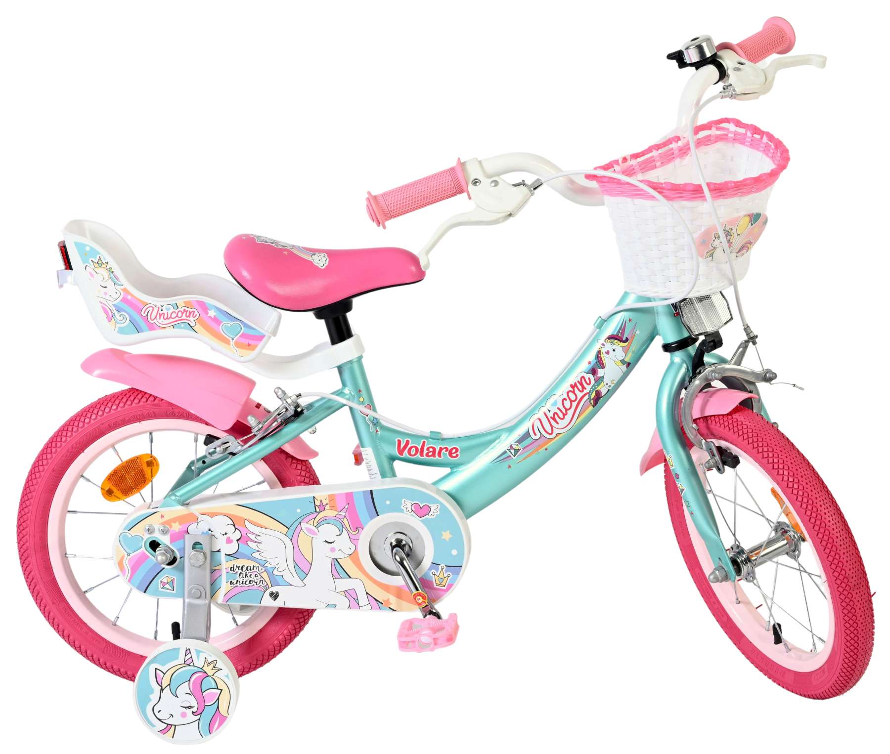 volare-unicorn-kinderfahrrad-14-zoll-gr-n-handbremsen image 2