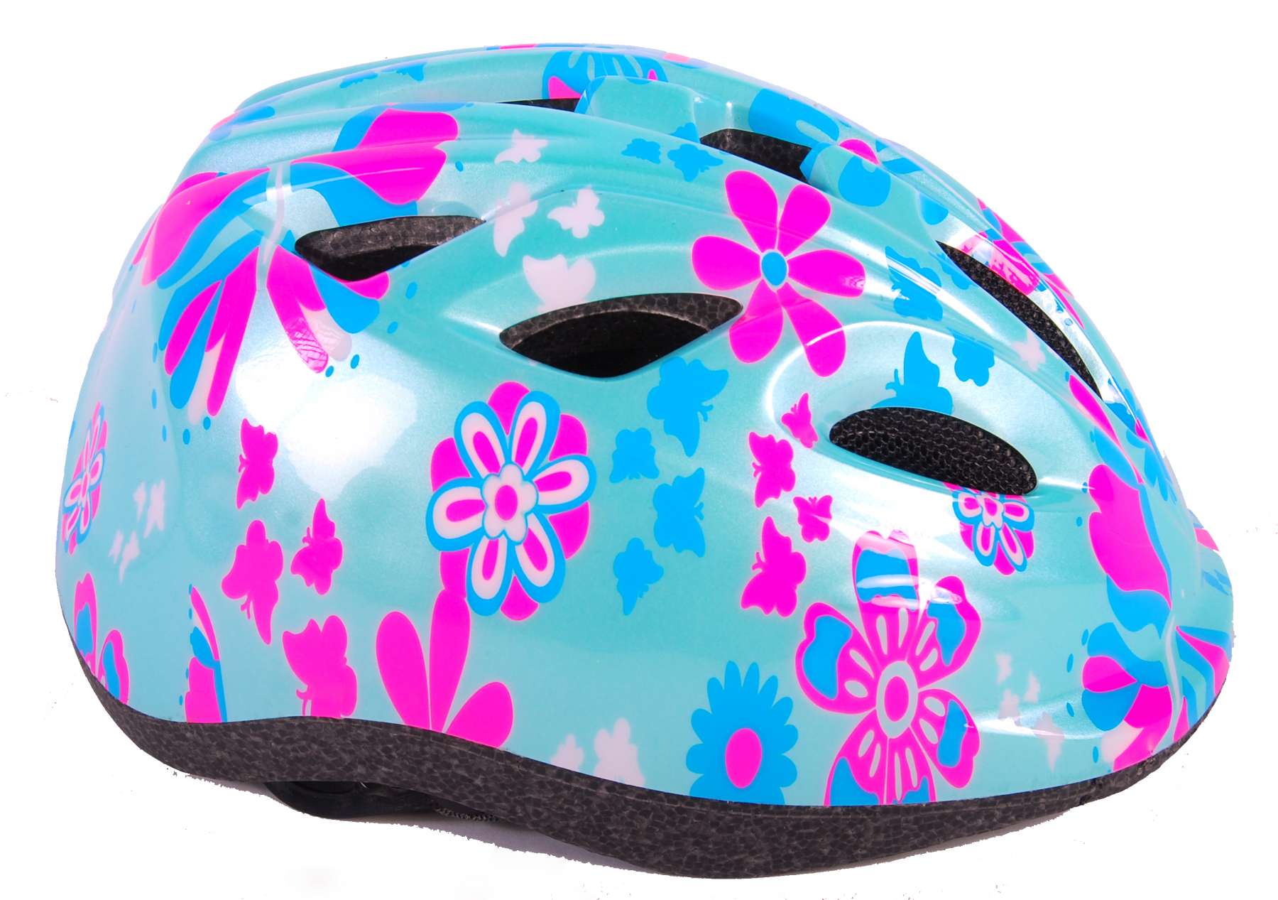 volare-fietshelmen-xs-fahrradhelm-blau-rosa-blumen-47-51-cm image 1